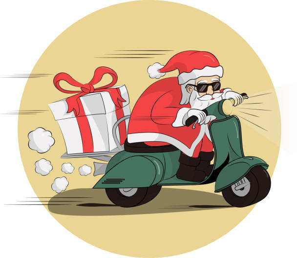 istock Santa Claus riding a scooter. Merry Christmas 1282990966