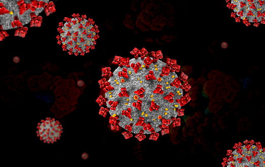 Coronavirus Covid-19 outbreak and -nCov novel coronavirus as concept with disease cell. 3D rendering