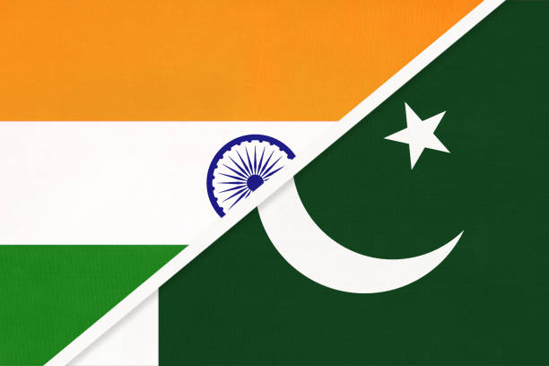 istock India and Pakistan, symbol of national flags from textile. 1282993819