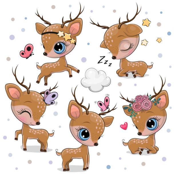 Cartoon Deer Isolated On A White Background Stock Illustration - Download  Image Now - Reindeer, Baby - Human Age, Cute - iStock