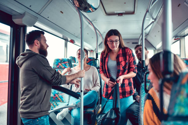 istock Female Getting On The Bus For A Ride 1283000091