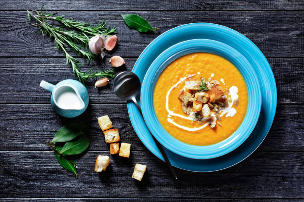 istock Healthy keto diet pumpkin soup 1283001785