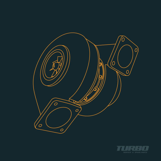 Vector turbocharger outline Outline of turbocharger. Vector illustration turbo stock illustrations