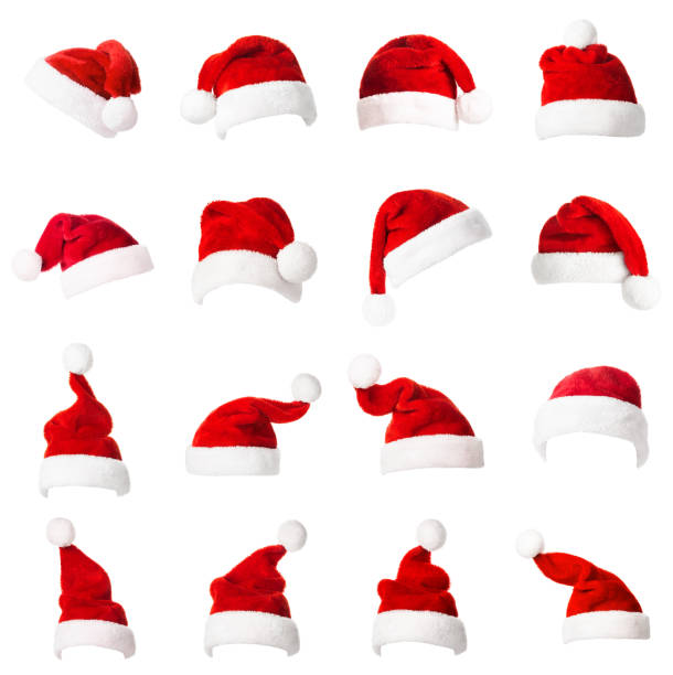 istock Collage with different shapes of Santa Claus helper hat 1283002830