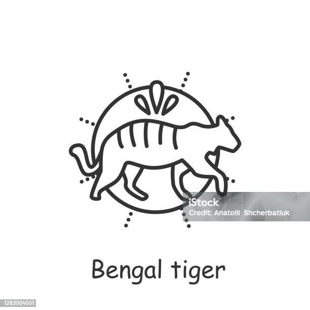 Bengal Tiger Line Icon Editable Illustration Stock Illustration - Download  Image Now - Animal, Animal Wildlife, Animals Hunting - iStock