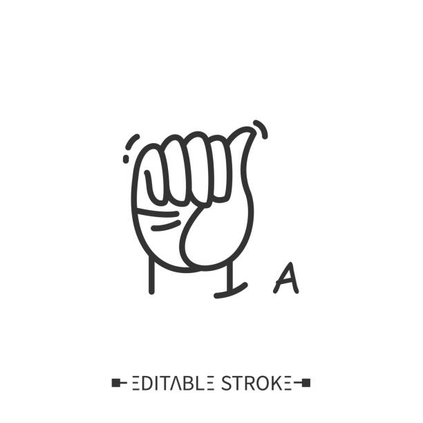 ручной жест, показывающий значок линии письма - sign language american sign language human hand deaf stock illustrations