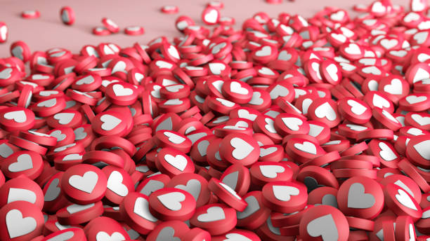 istock Lots of likes or texture heart close up. 3d render 1283006841