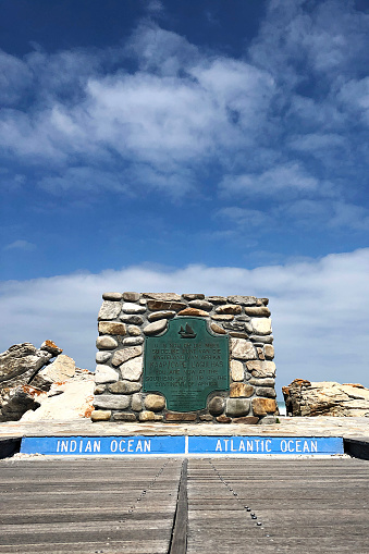 The Southern Most Tip of Africa sign with Indian Ocean and Atlantic Ocean sign where it meets