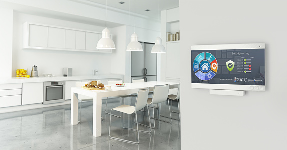 Home automation control station in a modern home