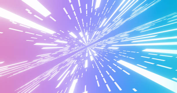 istock Abstract glow neon lines and stripes. Retro blue-violet futuristic background. Abstract background with flying neon glowing stripes. 3d illustration 1283017571