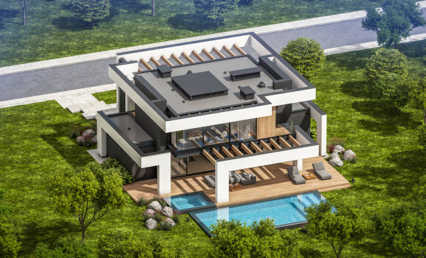 istock 3d rendering of modern house in luxurious style 1283021897