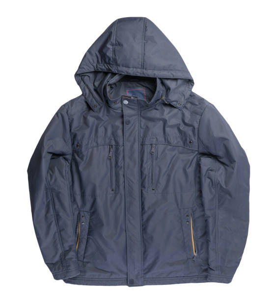 istock Men's red jacket isolated on a white background. Windbreaker jacket top view . 1283022526