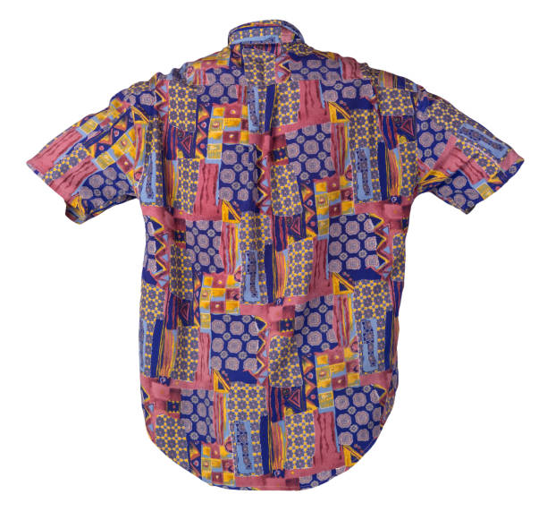 istock men's multi-colored shirt with short sleeves isolated on a white background. 1283022559