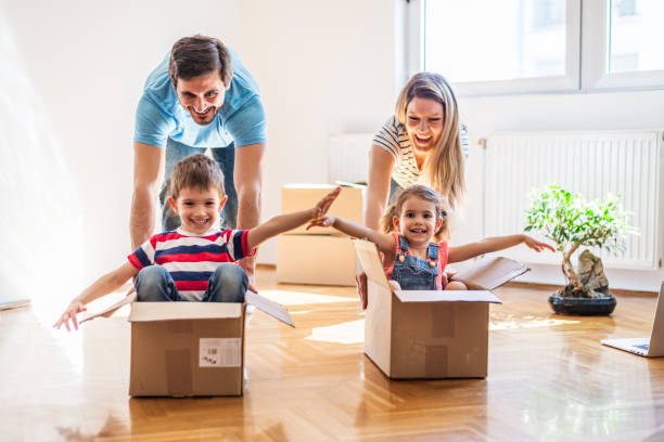 istock Family race into new home 1283030493