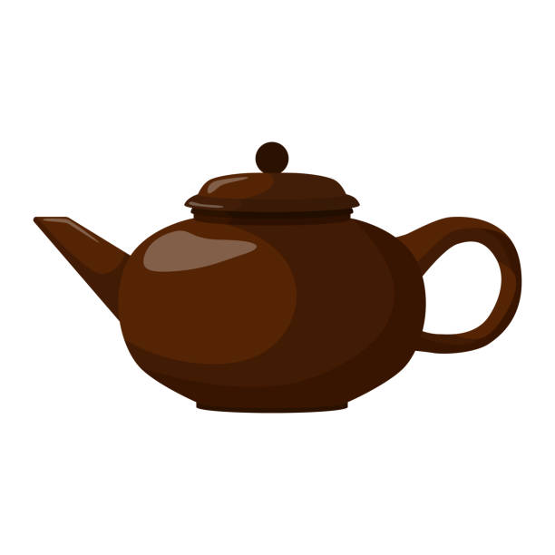 illustrazioni stock, clip art, cartoni animati e icone di tendenza di elemento bollitore per la cerimonia del tè cinese su sfondo bianco. attrezzature tradizionali asiatiche isolate in stile piatto - chinese tea teapot isolated tea