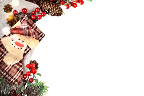 istock Christmas composition with a xmas stocking for gifts isolated 1283031900