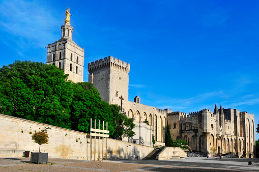 Avignon, France - May 18, 2015: A view of the Palais des Papes, the Palace of the Popes, in Avignon, France