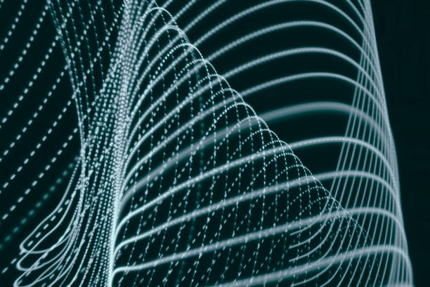 istock Abstract blue green light swirl trail motion neon painting 1283033253