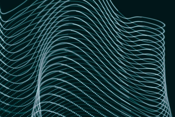 Abstract blue green light swirl trail motion neon painting