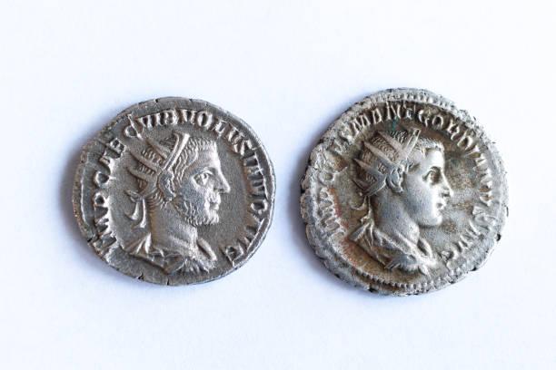 Two roman coins Gordian Antoninian front two roman coins Gordian Antoninian front 1 2 1 1 roman empire stock pictures, royalty-free photos & images