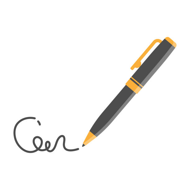 ilustrații de stoc cu pix și semnătură pictogramă vector design. - pix