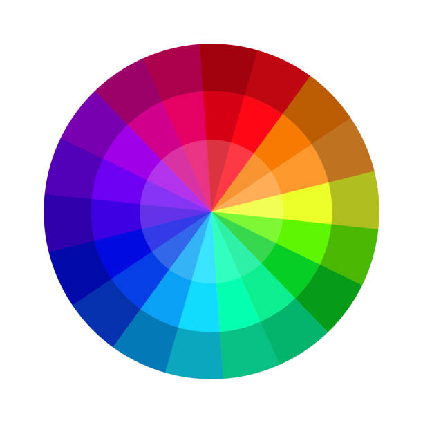 ilustrações de stock, clip art, desenhos animados e ícones de color wheel for creativity. multi-colored rainbow palette. vector illustration of swatches of bright colors. stock image. eps 10. - hue