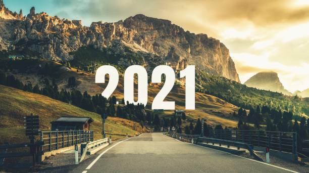 istock 2021 New Year road trip travel and future vision concept . 1283045442