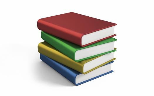 3d render Colorful Book Stack (isolated on white and clipping path)