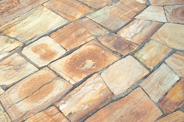 istock Stone path background above. Close up Wallpaper. Many stones. Stones small and large 1283048345
