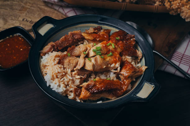 istock Homemade honey roast duck with rice 1283048482