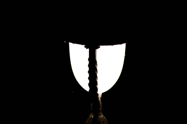 Outdoor design glowing lamp on Dark Background