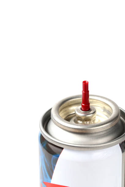 istock Spray can with gas on a white background, copy space, close-up 1283049755