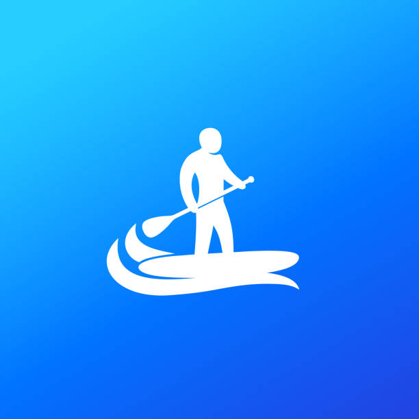 SUP, Stand up paddle surf board icon, vector SUP, Stand up paddle surf board icon, vector paddleboard stock illustrations