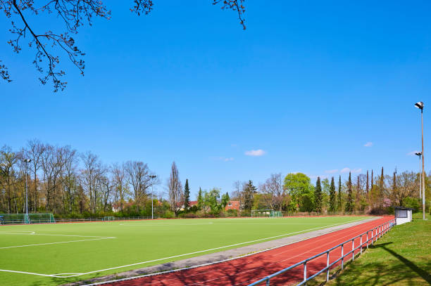 istock Soccer Field and Track 1283051174