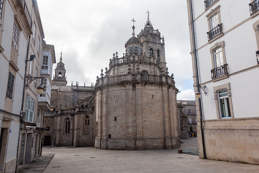 Lugo, Galicia, Spain - October 3, 2020: Exterior of the Cathedral of Lugo in Galicia Spain