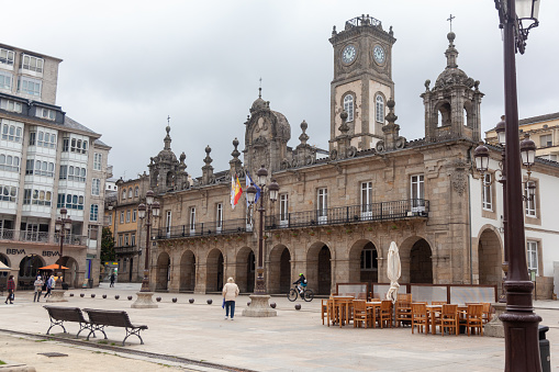 Lugo, Galicia, Spain - October 3, 2020: Lugo town hall building in Galicia, Baroque style