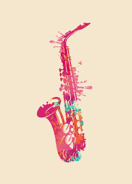 abstrakcyjny muzyczny obraz jasnego saksofonu - saxophonist stock illustrations