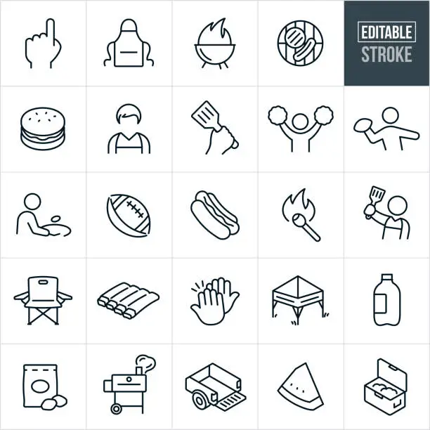 Vector illustration of Tailgating Thin Line Icons - Editable Stroke