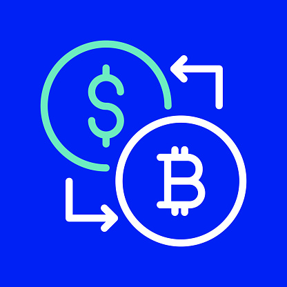 Cryptocurrency Exchange Line Icon. Editable Stroke. Simple Outline Icons.