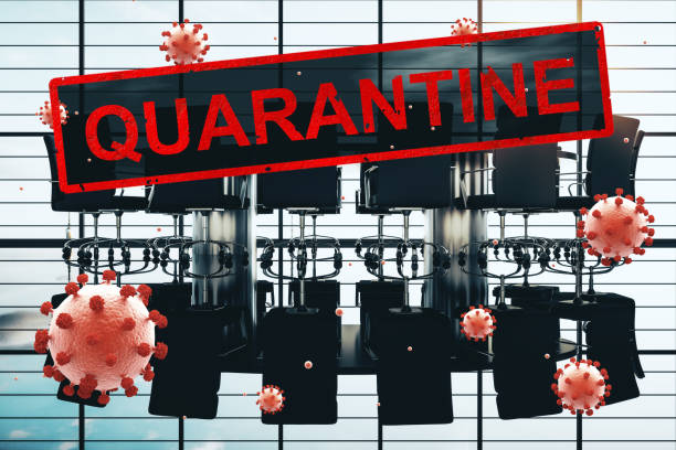 istock Concept empty corporate office closed for quarantine due to coronavirus, COVID-19 1283061674