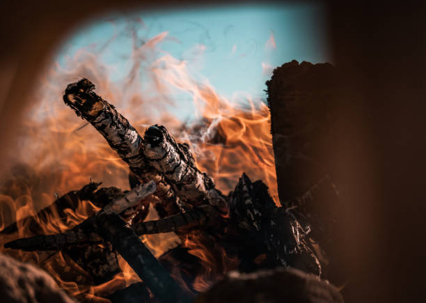 istock Smoky burnt wood in a very hot fire. 1283064476