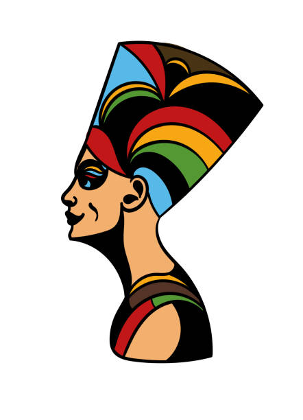ilustraciones, imágenes clip art, dibujos animados e iconos de stock de imagen del tatuaje de arte de la mujer - traje de reina egipcia