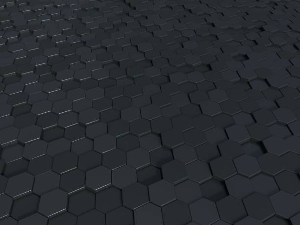 istock Abstract honeycomb metallic panels 3d background. Metallic hexagonal dark background or texture. 1283071594