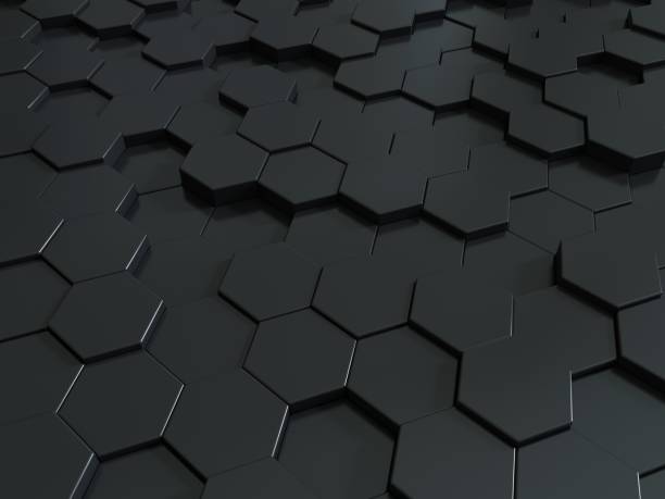 istock Abstract honeycomb metallic panels 3d background. Metallic hexagonal dark background or texture. 1283071643