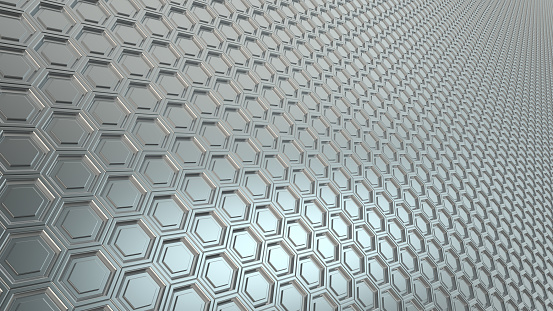 Abstract honeycomb metallic panels 3d background. Metallic dark background or texture. You can use it for hi-tech banners, or video design or software applications, or print purposes as you wish