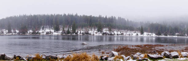 istock Snow on Mountain Lake Schluchsee Germany 1283071804