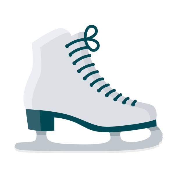 Ice Skates Icon on Transparent Background A flat design Russia icon on a transparent background (can be placed onto any colored background). File is built in the CMYK color space for optimal printing. Color swatches are global so it’s easy to change colors across the document. No transparencies, blends or gradients used. hockey skate stock illustrations