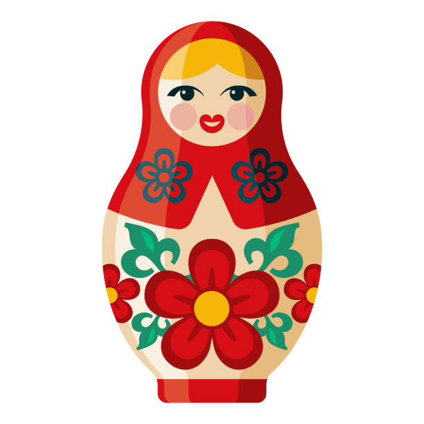 ilustraciones, imágenes clip art, dibujos animados e iconos de stock de icono de muñeca de anidación sobre fondo transparente - russian nesting doll