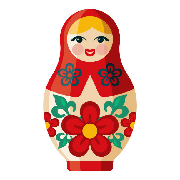 Nesting Doll Icon on Transparent Background A flat design Russia icon on a transparent background (can be placed onto any colored background). File is built in the CMYK color space for optimal printing. Color swatches are global so it’s easy to change colors across the document. No transparencies, blends or gradients used. matrioska stock illustrations