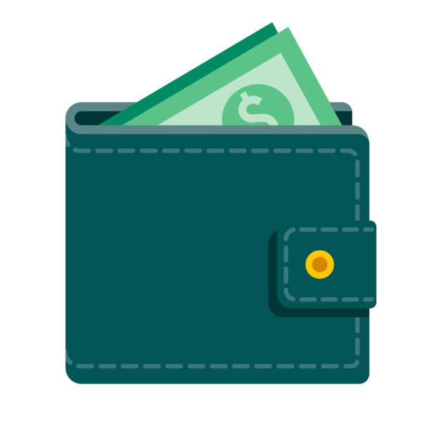 Wallet Icon on Transparent Background A flat design casino icon on a transparent background (can be placed onto any colored background). File is built in the CMYK color space for optimal printing. Color swatches are global so it’s easy to change colors across the document. No transparencies, blends or gradients used. wallet illustrations stock illustrations